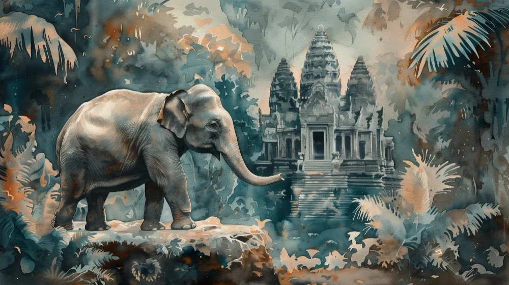 Art ศิลปะ - Watercolor elephant art design Thailand