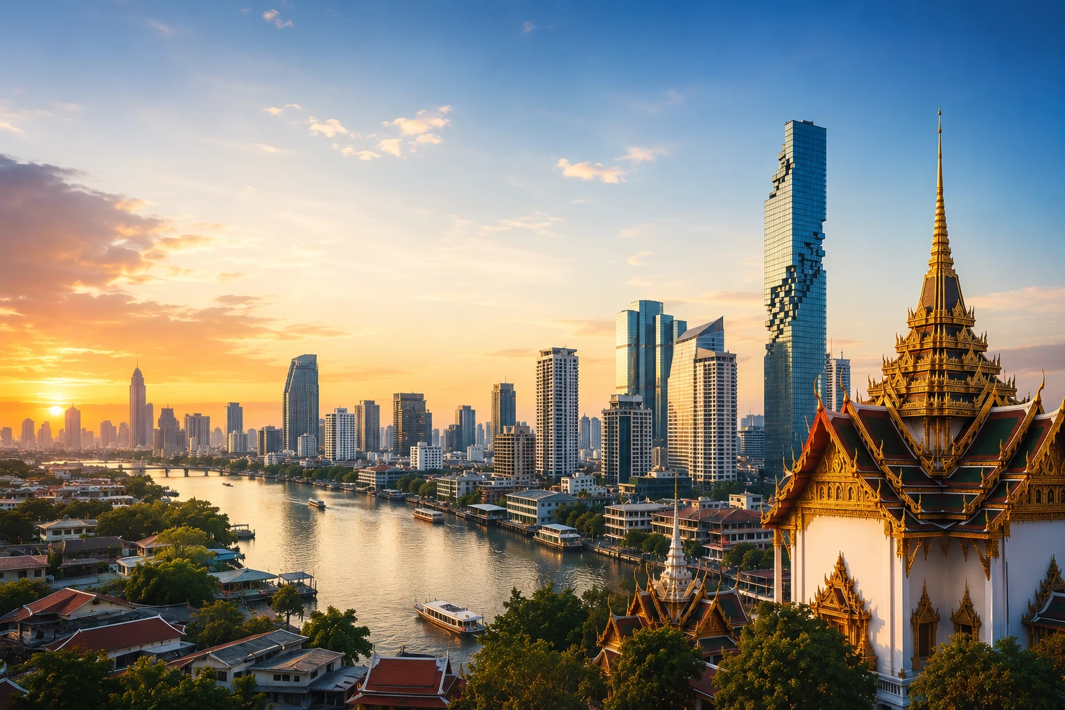 Business - Golden hour over a Thai metropoli