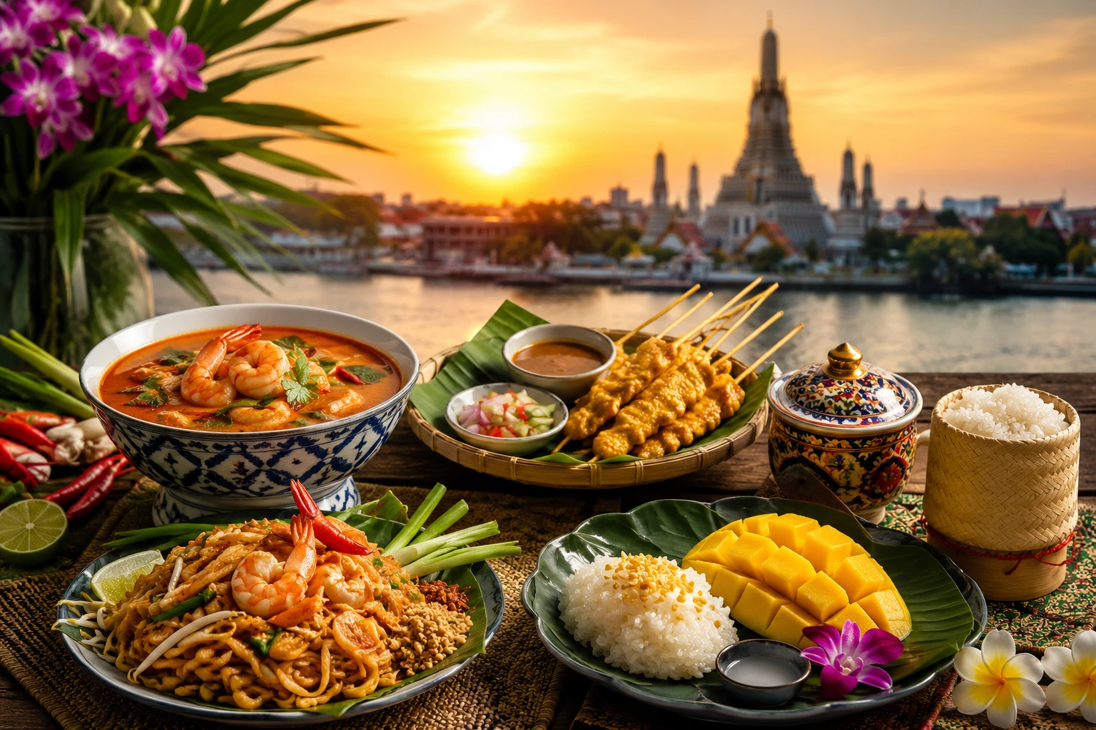 Food อาหาร - Thai delights by the sunset temple