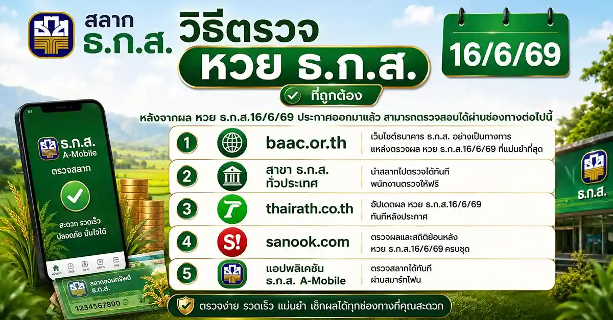 หวย ธ.ก.ส.16/6/69 2