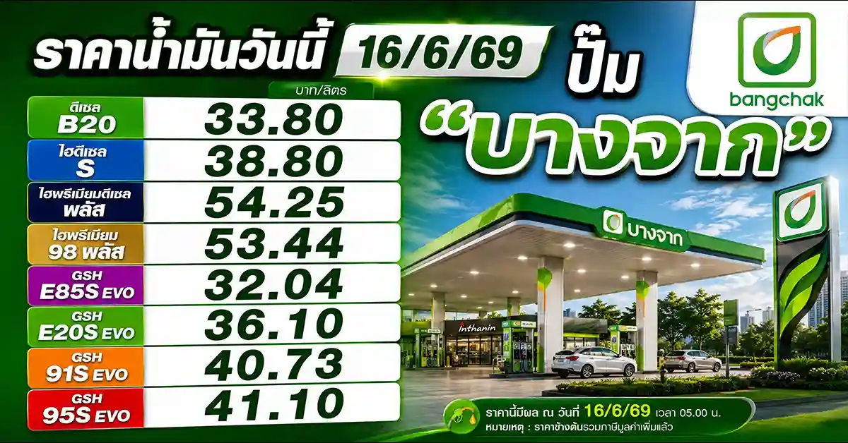 ราคาน้ำมันวันนี้16/6/69 1