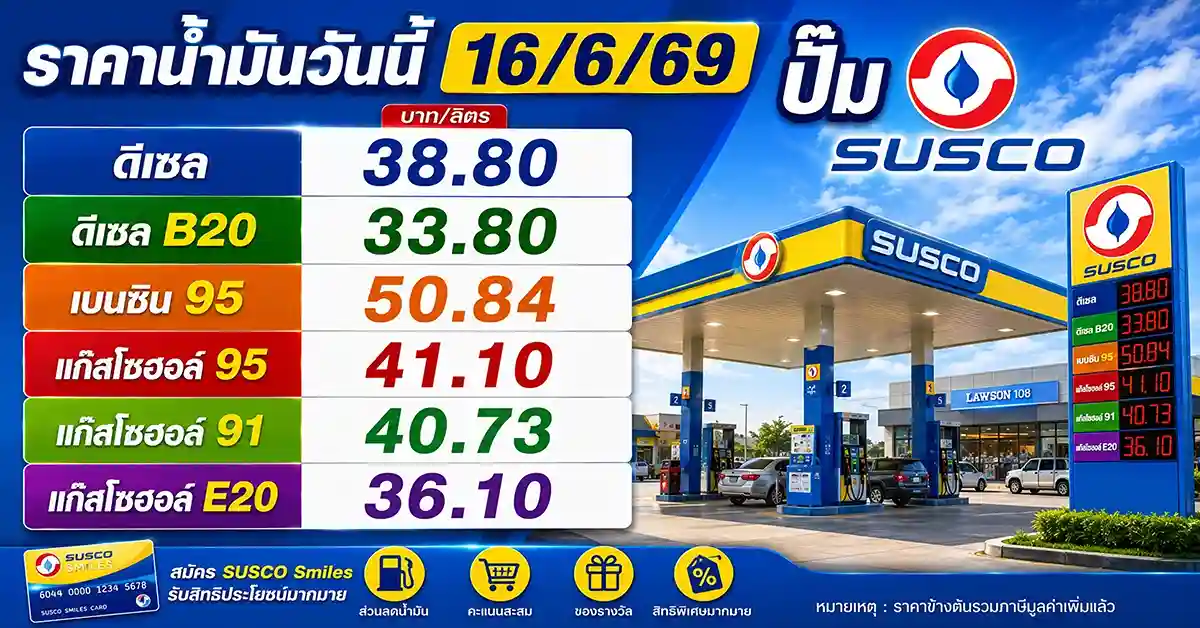 ราคาน้ำมันวันนี้16/6/69 5