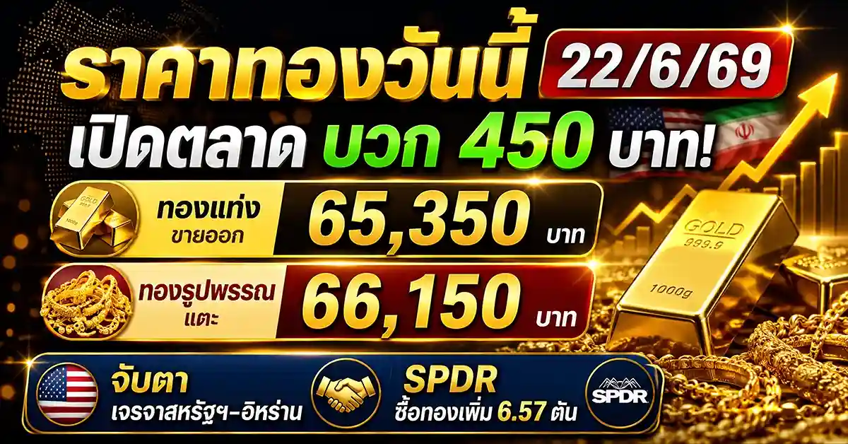 ราคาทองวันนี้22/6/69