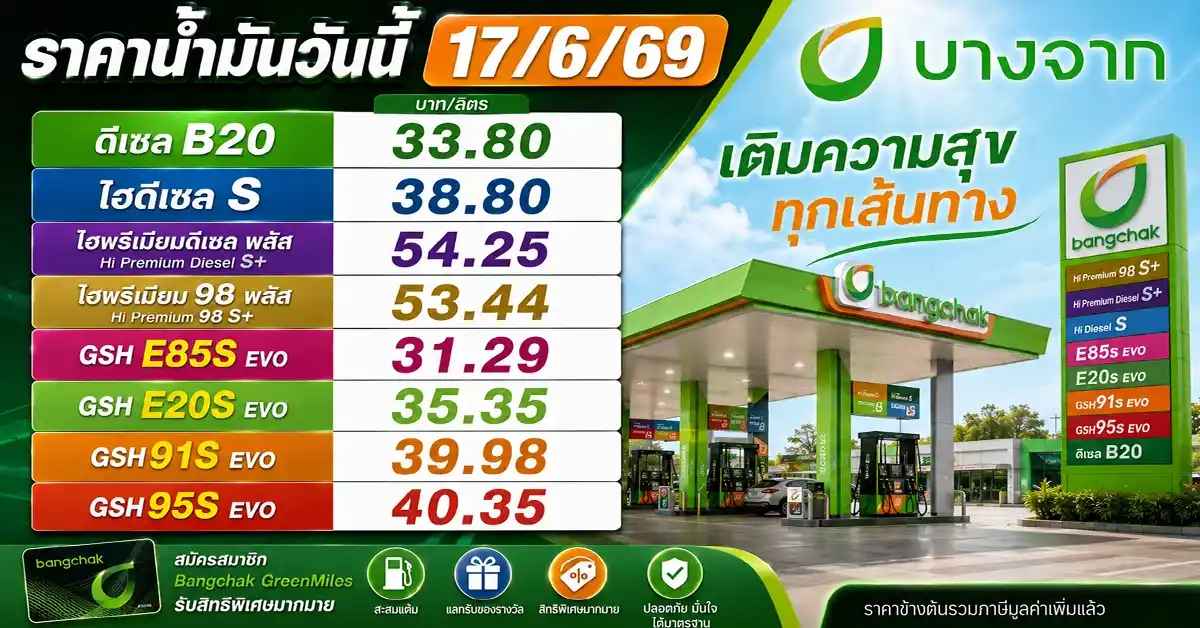 ราคาน้ำมันวันนี้17/6/69 1