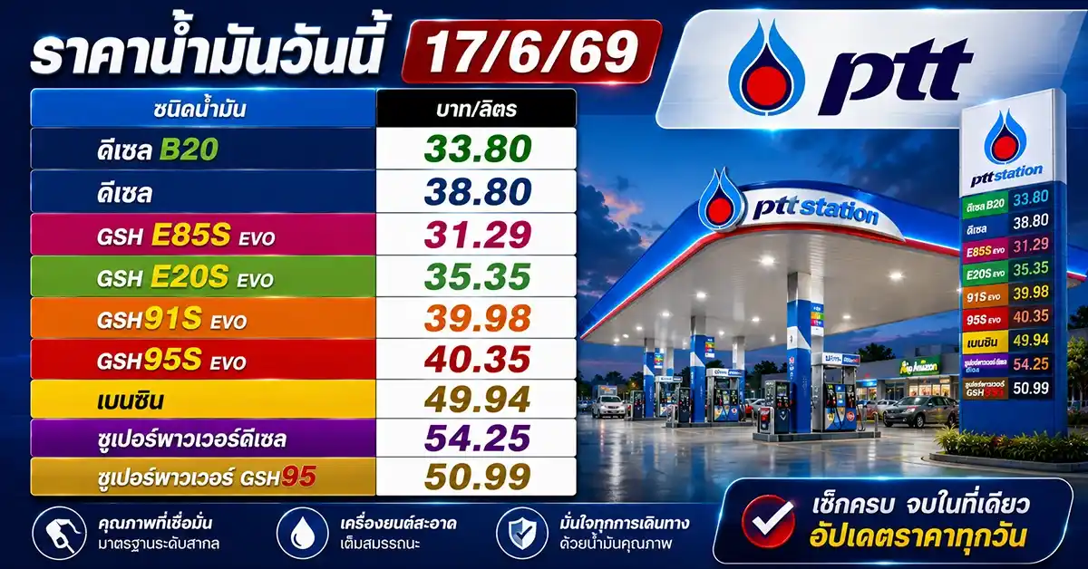 ราคาน้ำมันวันนี้17/6/69 2