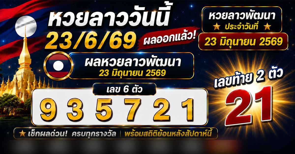 หวยลาววันนี้23/6/69