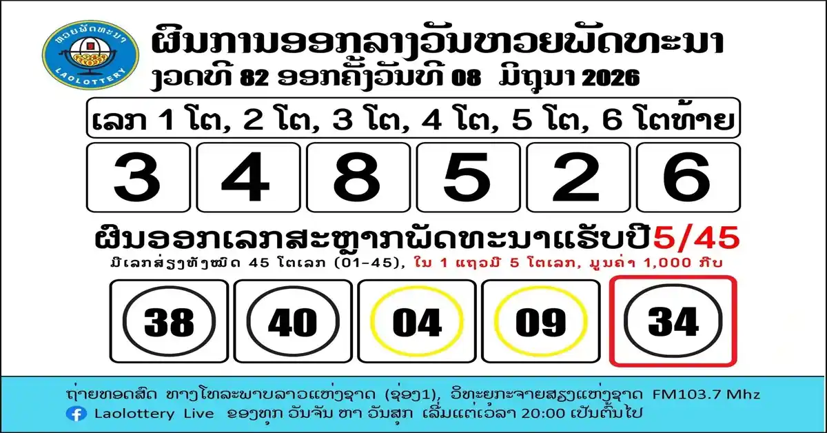หวยลาววันนี้8/6/69 1