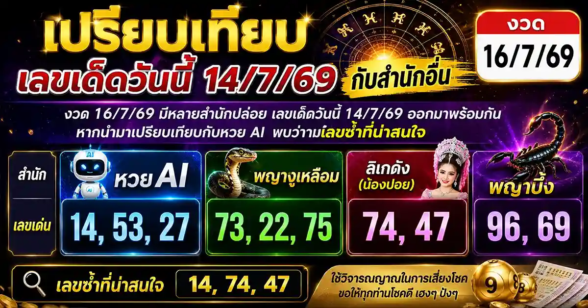 เลขเด็ดวันนี้ 14/7/69 2