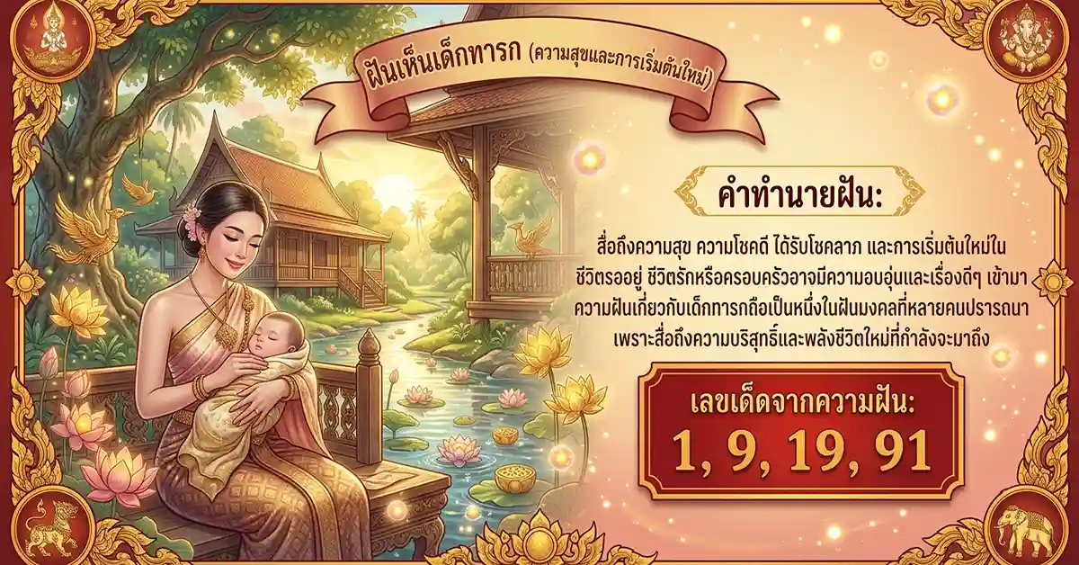 คำทำนายฝัน 10 แบบ ฝันแบบนี้มีลุ้น! มีเกณฑ์ถูกรางวัลที่ 1 พร้อมเลขนำโชคจากความฝัน 131 ฝันเห็นเด็กทารก ความสุขและการเริ่มต้นใหม่