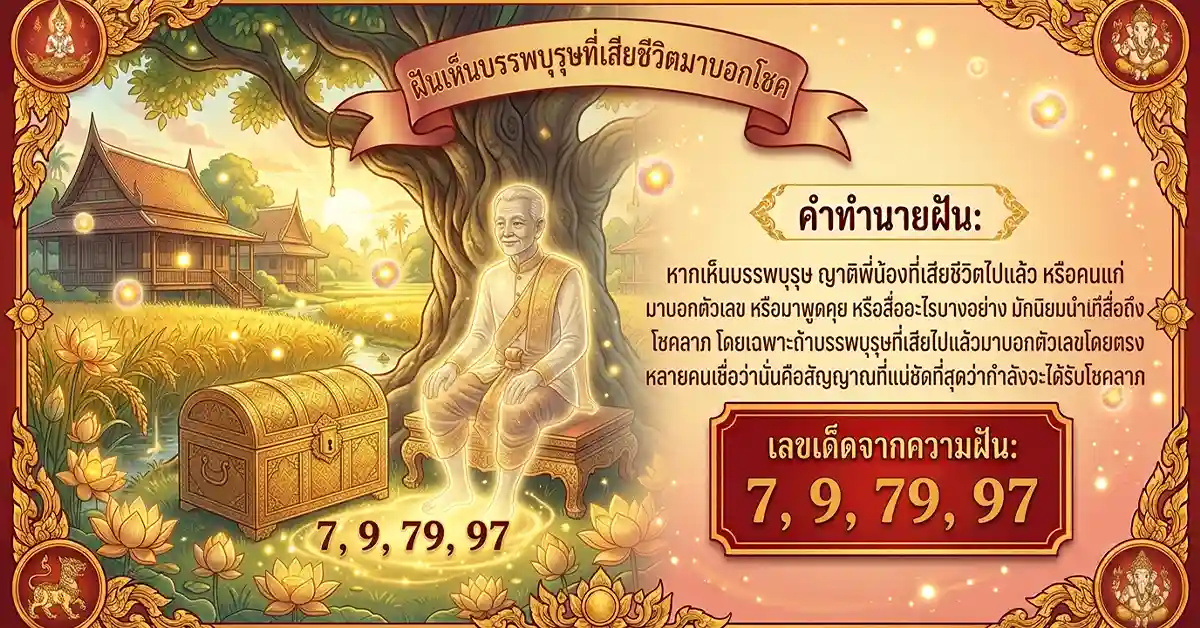 คำทำนายฝัน 10 แบบ ฝันแบบนี้มีลุ้น! มีเกณฑ์ถูกรางวัลที่ 1 พร้อมเลขนำโชคจากความฝัน 137 ฝันเห็นคนแก่หรือญาติที่เสียไปแล้ว บรรพบุรุษมาบอกโชค