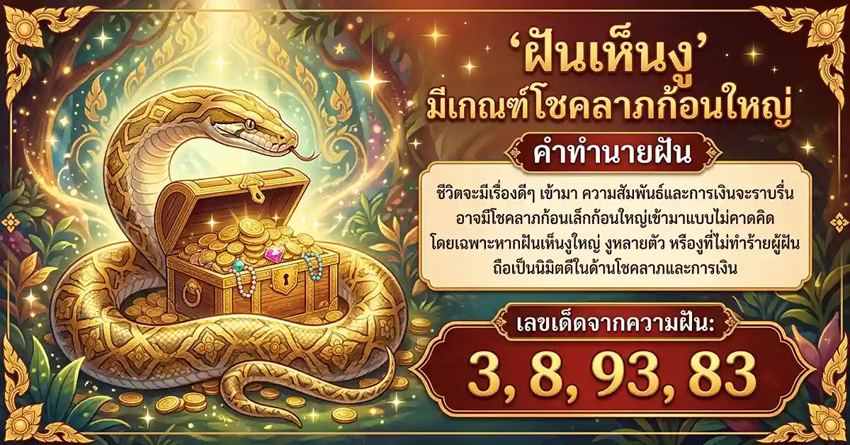 คำทำนายฝัน 10 แบบ ฝันแบบนี้มีลุ้น! มีเกณฑ์ถูกรางวัลที่ 1 พร้อมเลขนำโชคจากความฝัน 127 ฝันเห็นงู มีเกณฑ์โชคลาภก้อนใหญ่